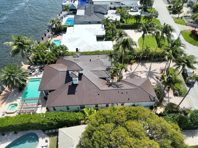 Metal roof aerial photo coastal Florida home